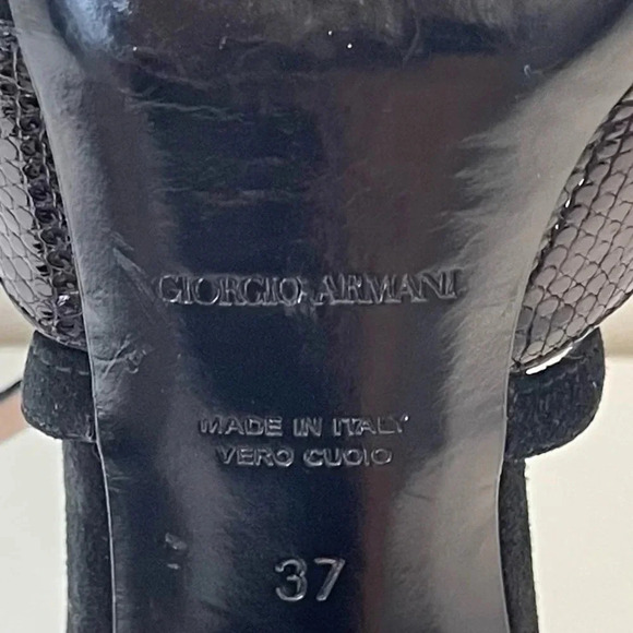 Vintage Y2K  GIORGIO ARMANI High-heeled, kitten Suede-leather sandals Size 37 - Picture 9 of 9